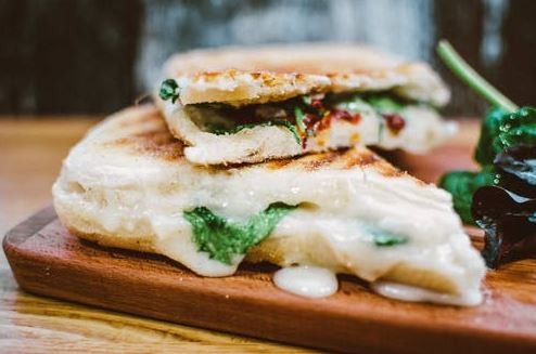 Smashed Meatball and Asiago Grilled Cheese Sandwich