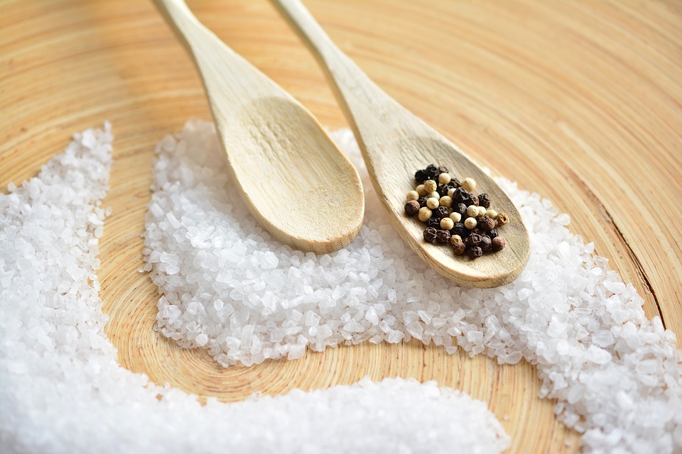 coarse salt and peppercorns