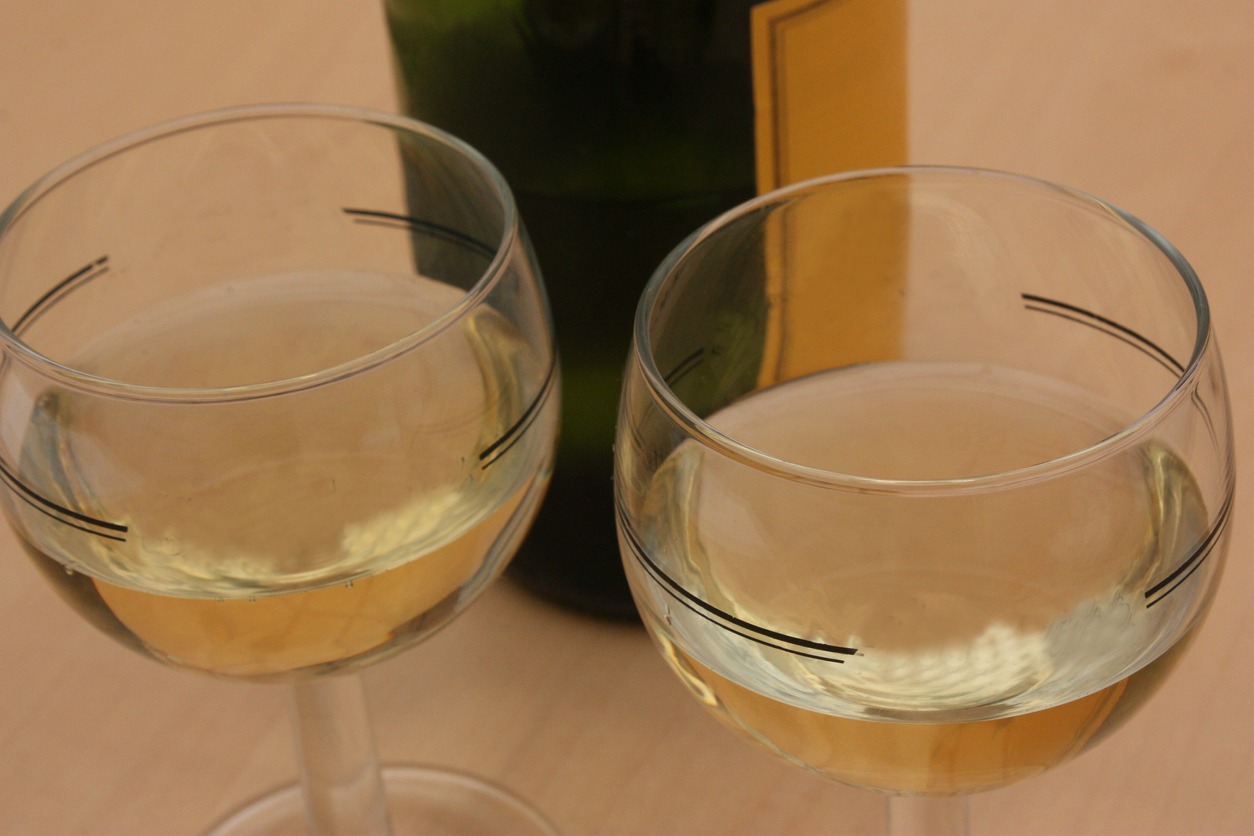 French wine tasting Wine glasses and bottle of wine