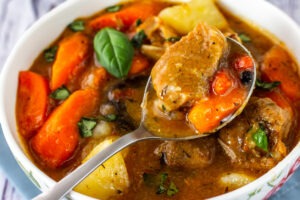 A delicious lamb stew with vegetables