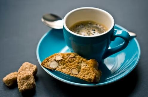 Cup of coffee and biscotti