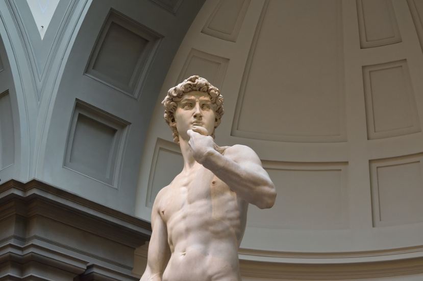 a sculpture of Michelangelo, ceiling