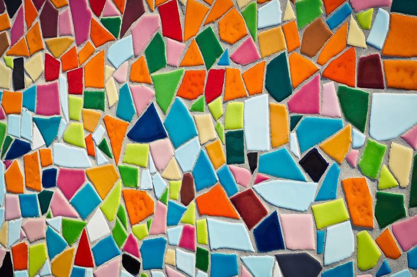 a close up of mosaic tiles