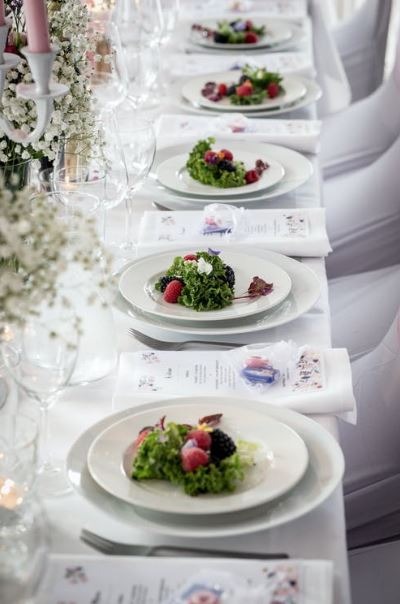 salads served on plates